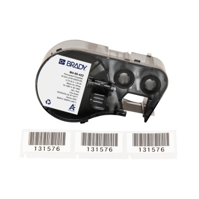 Brady M4-90-422 / 170736, 19.05 mm x 38.10 mm, Polyester, czarny druk / biały podkład