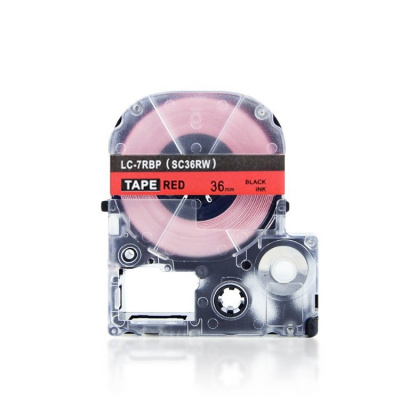 Epson LK-7RBP, SC36RW, C53S657004, 36mm x 9m, czarny druk / czerwony podkład, taśma zamiennik
