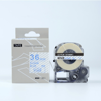 Epson LK-7TLN, ST36BW, 36mm x 9m, niebieski druk / przezroczysty podkład, taśma zamiennik