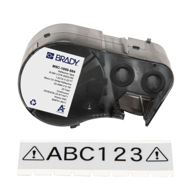 Brady M5C-1000-584 / 170935, 25.40 mm x 6.10 m, Plastik, czarny druk / biały podkład