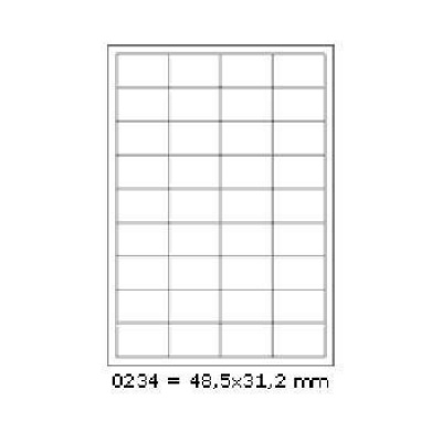 Samoprzylepne etykiety 48,5 x 31,2 mm, 36 etykiet, A4, 100 arkuszy