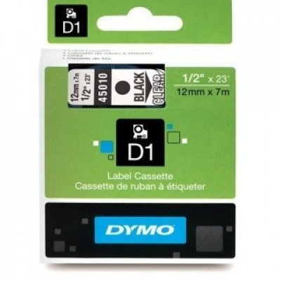 Dymo D1 45010, S0720500, 12mm x 7m czarny druk / przezroczysty podkład, taśma oryginalna