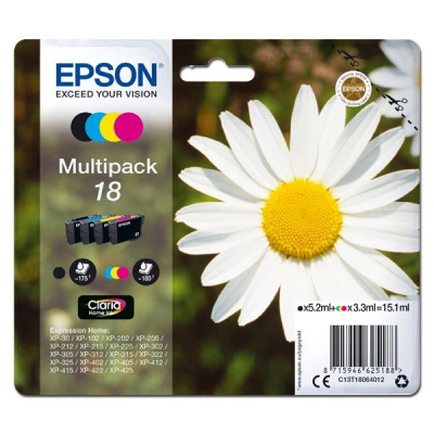 Epson T18064012, T180640 błekitna/purpurowa/żółta/czarna (cyan/magenta/yellow/black) tusz oryginalna