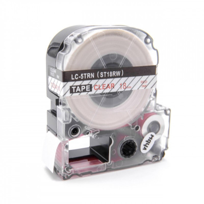 Epson LC-5TRN, ST18RW, 18mm x 8m, czerwony druk / przezroczysty podkład, taśma zamiennik