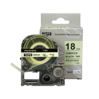 Epson SY18YD, 18mm x 1,5m, czarny druk / luminescencyjny biały podkład, taśma zamiennik
