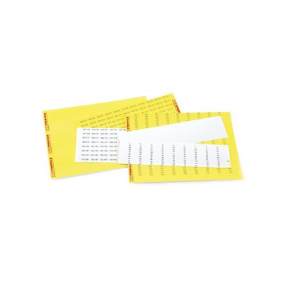 Partex etykiety PF-10021KT49, 4,6 x 21 mm, żółto-białe, 594 szt., A4, 1 lista