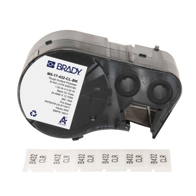 Brady M5-17-432-CL-BK / 170873, 25.40 mm, Polyester, czarny druk / przezroczysty podkład