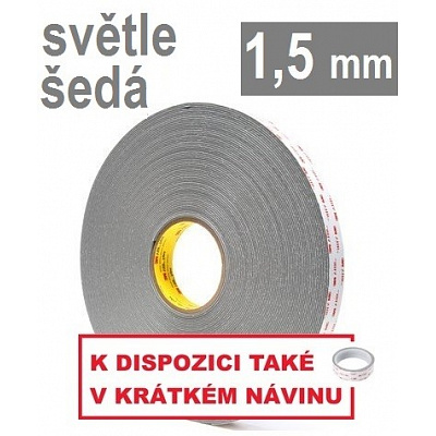 3M VHB™ 4956-P, gr., 1,5 mm; jasnoszara dwustronna bardzo mocno klejąca taśma akrylowa 12 mm x 33 m