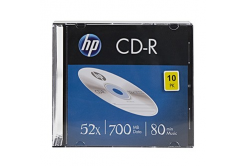HP CD-R, CRE00085-3, 69310, 10-pack, 700MB, 52x, 80min., 12cm, bez opcji drukowania, smukła obudowa, do archiwizacji danych, uszkodzone opakowanie