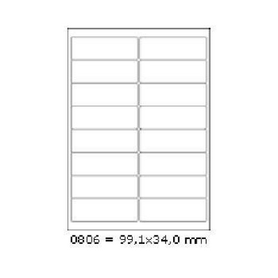 Samoprzylepne etykiety 99,1 x 34 mm, 16 etykiet, A4, 100 arkuszy