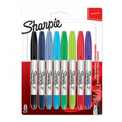 Sharpie 2065409, marker twin tip, mix kolorów, 8szt., 0.5/0.9mm, permanentny, blistr