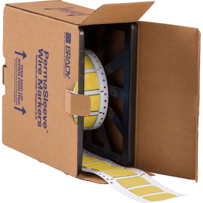 Brady 2LSZH-750-2-YL-2 / 141184, etykiety, THT Low Smoke Halogen Free Permasleeve Wire Marking Sleeves, 25.40 mm x 31.40 mm