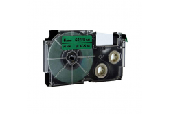 Taśma zamiennik Casio XR-6GN1, 6mm x 8m czarny druk / zielony podkład