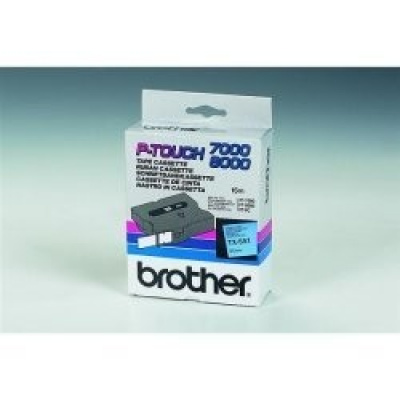 Brother TX-551, 24mm x 15m, czarny druk / niebieski podkład, taśma oryginalna