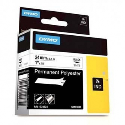 Dymo 1734523, 24mm x 5,5m, czarny druk / biały podkład, taśma oryginalna