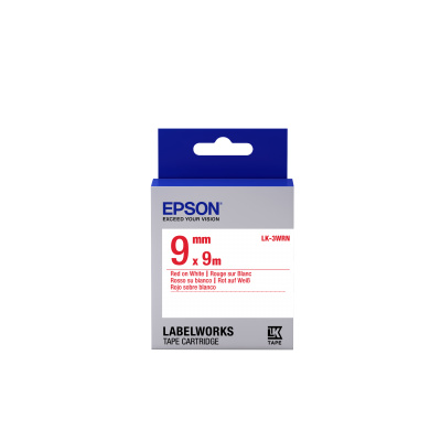 Epson LabelWorks LK-3WRN C53S653008 9mm x 9m, czerwony druk / biały podkład, taśma oryginalna