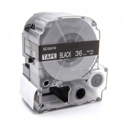 Epson LK-7BWV, SD36KW, 36mm x 9m, biały druk / czarny podkład, taśma zamiennik