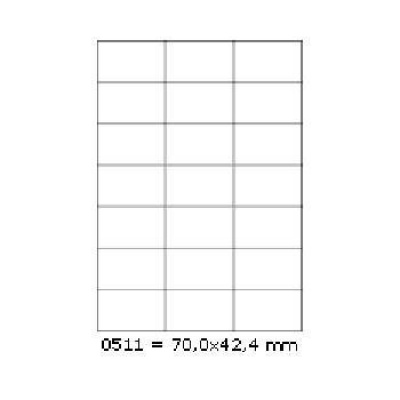 Samoprzylepne etykiety 70 x 42,4 mm, 21 etykiet, A4, 100 arkuszy