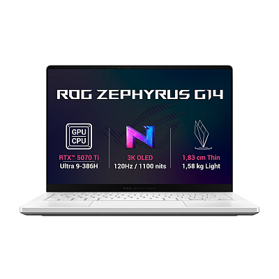 ASUS ROG Zephyrus G14/GU405AR-SY003WZ/U9-386H/14"/2880x1800/32GB/1TB/RTX 5070Ti/W11H/White/2R