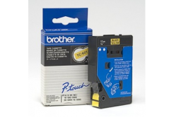 Brother TC-601, 12mm x 7,7m, czarny druk / żółty podkład, taśma oryginalna