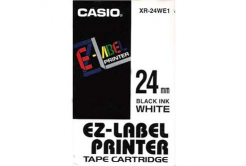 Casio XR-24WE1, 24mm x 8m, czarny druk / biały podkład, taśma oryginalna