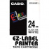 Casio XR-24WE1, 24mm x 8m, czarny druk / biały podkład, taśma oryginalna