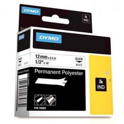 Dymo Rhino 18483, S0718210, 12mm x 5,5m czarny druk / biały podkład, taśma oryginalna