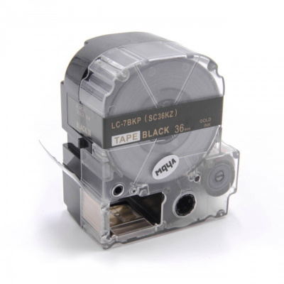 Epson LK-7BKP, SC36KZ, 36mm x 9m, złoty druk / czarny podkład, taśma zamiennik