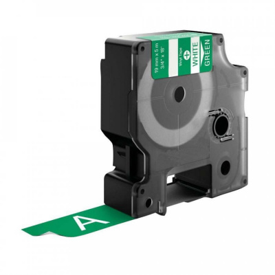 Taśma zamiennik Dymo 1805420, 19mm x 5, 5m biały druk / zielony podkład, winyl