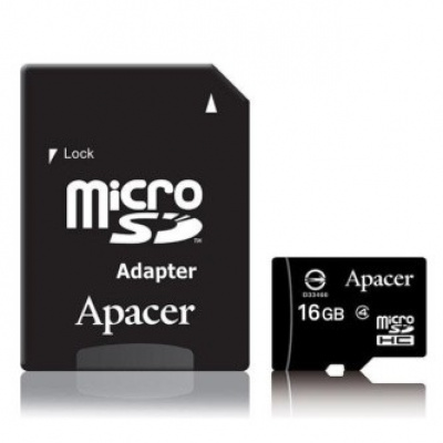 Apacer karta pamięci Secure Digital Card, 16GB, micro SDHC, AP16GMCSH4, Class 4, bulk bez adaptera, SPRZEDAŻ
