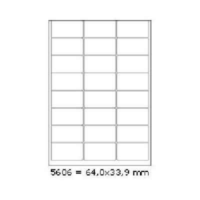 Samoprzylepne etykiety 64 x 33,9 mm, 24 etykiet, A4, 100 arkuszy