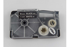 Taśma zamiennik Casio XR-9ABK 9mm x 8m biały druk / biały podkład