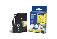 Brother TZ-FX611 / TZe-FX611, 6mm x 8m, czarny druk / żółty podkład, taśma oryginalna