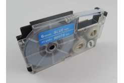 Taśma zamiennik Casio XR-6ABU 6mm x 8m biały druk / niebieski podkład