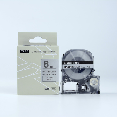 Epson LK-2SBE, SM6X, 6mm x 9m, czarny druk / matowy srebrny podkład, taśma zamiennik