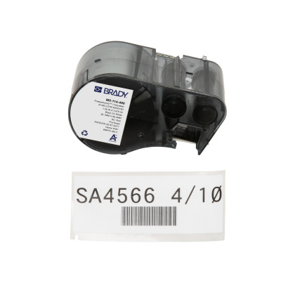 Brady M5-114-490 / 170891, 38.10 mm, Polyester, czarny druk / biały podkład