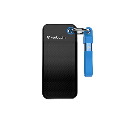 VERBATIM Zewnętrzny dysk SSD Pocket SSD 2TB, USB-C 3.1, czarny/niebieski