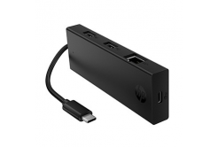 HP Wieloportowy koncentrator USB-C 4-portowy, B8SU8UT, czarny, długość kabla 15 cm, 1 USB Type-C, 2 USB Type-A, 1 RJ-45