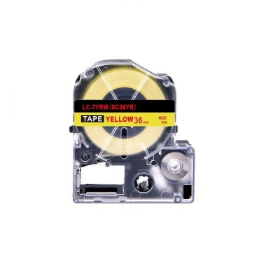 Epson LC-SC36YR, 36mm x 8m, czerwony druk / żółty podkład, taśma zamiennik