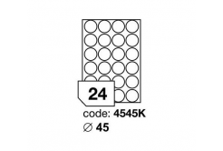 Samoprzylepne etykiety okrągła 45 mm, 24 etykiet, A4, 100 arkuszy