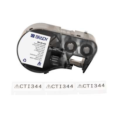 Brady M4-89-422 / 170737, 12.70 mm x 38.10 mm, Polyester, czarny druk / biały podkład