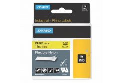Dymo Rhino 1734525, S0773850, 24mm x 3,5m czarny druk / żółty podkład , taśma oryginalna