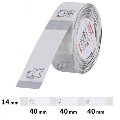 Niimbot A2G88778801, 14x40mm, 160szt., Misie, etykiety samoprzylepne