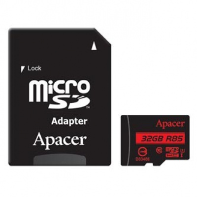 Apacer karta pamięci Secure Digital Card V10, 32GB, micro SDHC, AP32GMCSH10U5-R, UHS-I U1 (Class 10), z adapterem