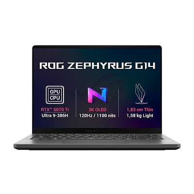 ASUS ROG Zephyrus G14/GU405AR-SY030WZ/U9-386H/14"/2880x1800/64GB/1TB/RTX 5070Ti/W11H/Gray/2R