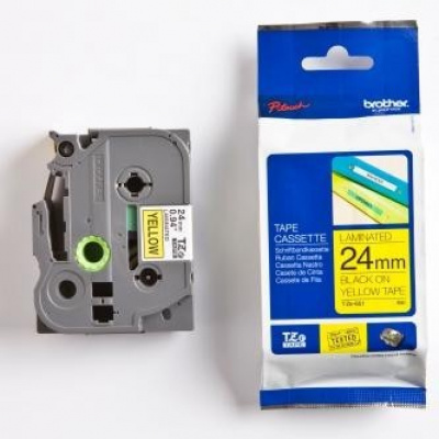 Brother TZ-651 / TZe-651, 24mm x 8m, czarny druk / żółty podkład, taśma oryginalna