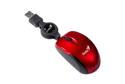 Genius Mysz Micro Traveler V2 31010125107, 1200DPI, optyczna, 3 przyciski, przewodowy USB, czerwony, Micro