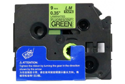 Taśma zamiennik Brother TZ-D21 / TZe-D21, sygnał 9mm x 8m, czarny druk / zielony podkład