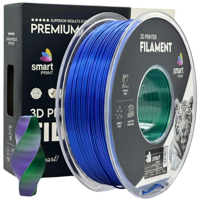 Smart Print FG-S104-E1, 3D filament, PLA Silk, 1,75mm, 1000g, Tri Color, Wielokolorowy (Blue, Green, Purple)