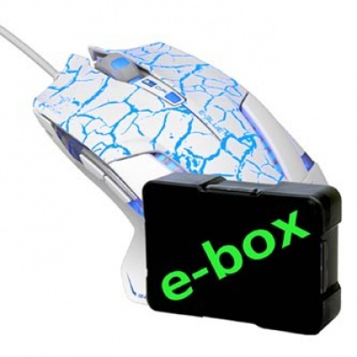 E-blue Mysz Mazer Pro EMS600WHCA-IU, 2500DPI, optyczna, 6 przycisków, przewodowy USB, biały-niebieski, gamingowa, e-box